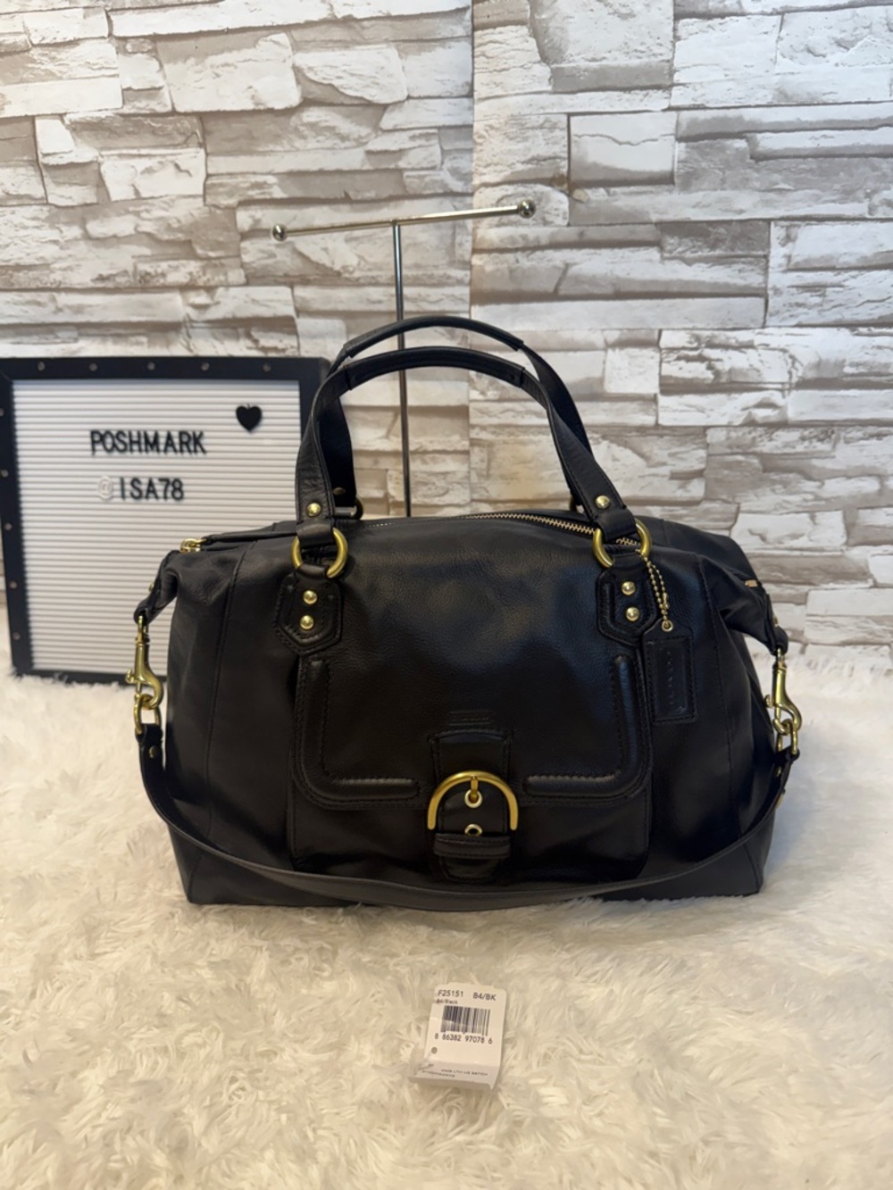 Coach Black Leather Campbell Satchel - Picture 4 of 16